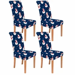 Protector de silla para comedor de Navidad Dise o Azul Mu ecos de Nieve Casa LiLe