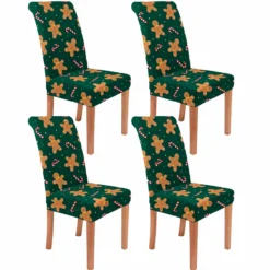 Protector de silla para comedor de Navidad Dise o Verde Galletas Casa LiLe