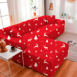 Protector de sofá premium rojo navidad izquierdo