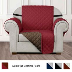 Protector de sofá vinotinto/café doble faz un (1) puesto